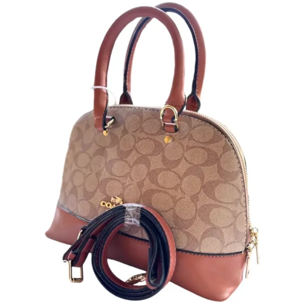 Mini Oval Shape Handbag-Brown - Image 3