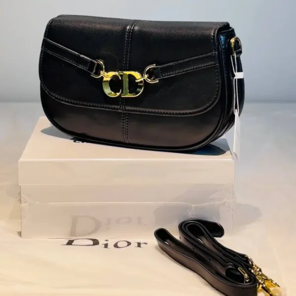 Black Crossbody Bag With Gold Hardware - Image 2