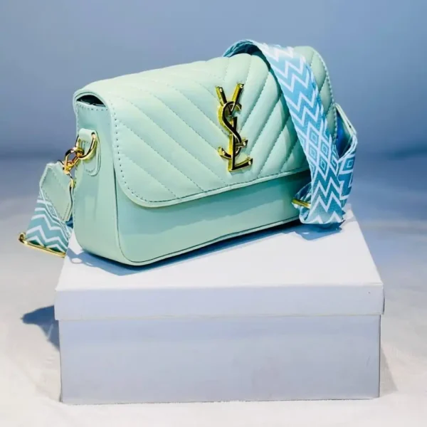 Pastel Green Wide strap Crossbody Bag With Gold Hardware - Image 2