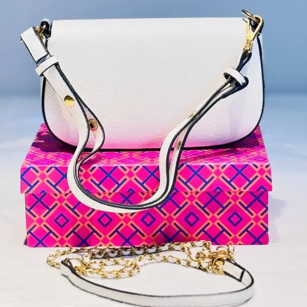 Britten Moose White With Gold Hardware Women's Convertible Crossbody Bag - Image 3