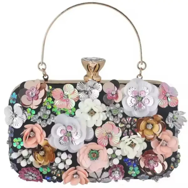 Black Exquisite Flower Beaded Banquet Bag