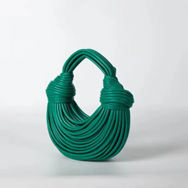 Green Luxury Designer Woven Noodle Handbag - Image 2