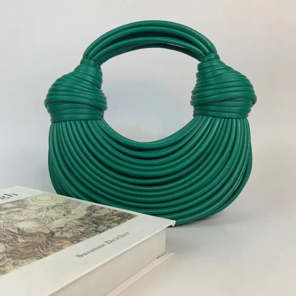 Green Luxury Designer Woven Noodle Handbag - Image 3