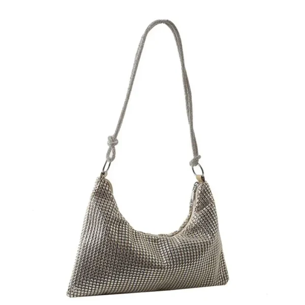 Golden Luxury Diamond Crossbody Tote Bag - Image 4