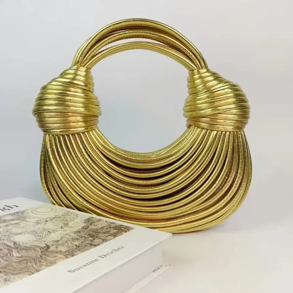 Golden Luxury Designer Woven Noodle Handbag