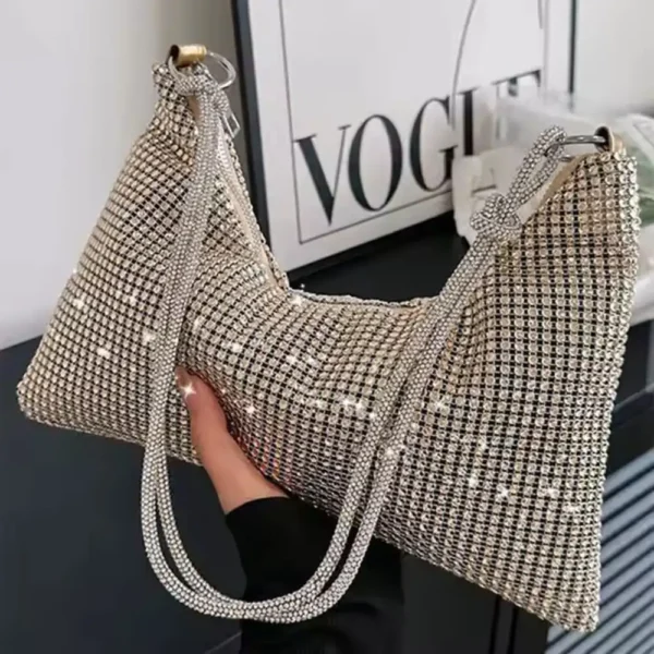 Golden Luxury Diamond Crossbody Tote Bag