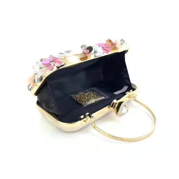 Peach Exquisite Flower Beaded Banquet Bag - Image 3