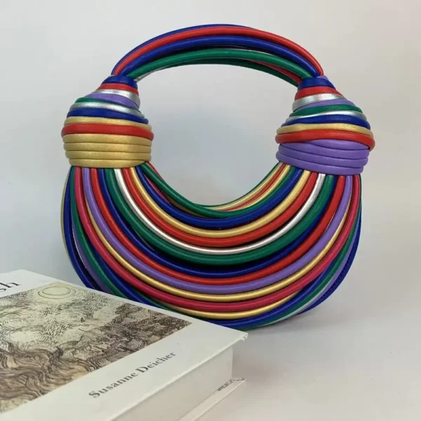 Rainbow Luxury Designer Woven Noodle Handbag