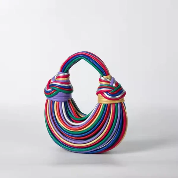 Rainbow Luxury Designer Woven Noodle Handbag - Image 2