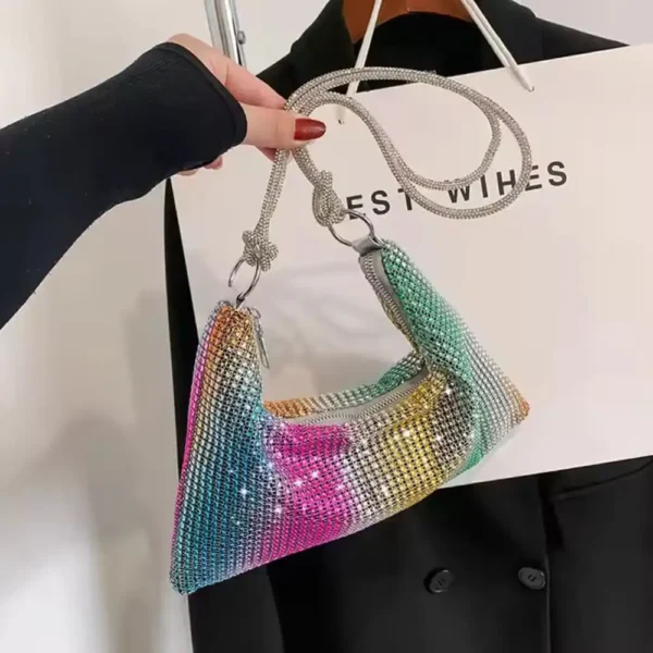 Rainbow Luxury Diamond Crossbody Tote Bag - Image 2