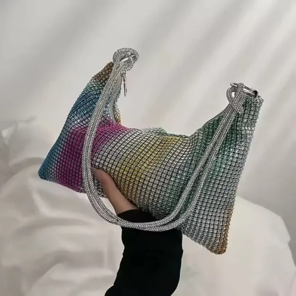 Rainbow Luxury Diamond Crossbody Tote Bag - Image 3