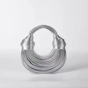 Silver Luxury Designer Woven Noodle Handbag